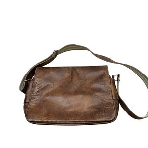 Mens Nood Brand‎ 100% Leather Exterior Messenger Bag with Adjustable Strap
